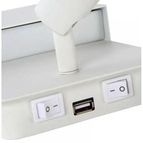 Aplică LED Lucide 79200/08/31 BOXER LED/10W/230V + LED/3W USB alb