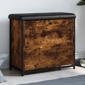 vidaXL Bancă pantofi cu sertar rabatabil, stejar fumuriu, 62x32x56 cm