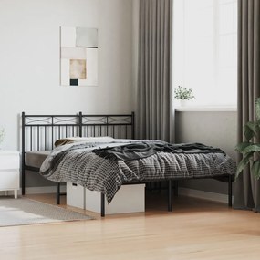373692 vidaXL Cadru de pat metalic cu tăblie, negru, 140x200 cm