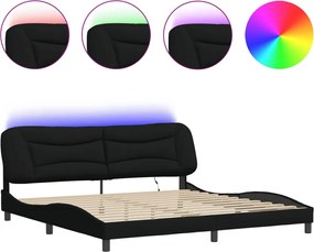 vidaXL Cadru de pat cu LED fără saltea Hvar țesătură neagră 200x200 cm