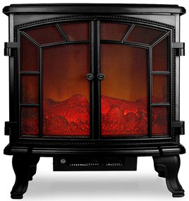 Deuba Semineu electric cu doua usi cu ventilator si foc NEGRU