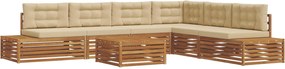 vidaXL Set de canapele de exterior cu pernă 7 Bucată Natural și Bej