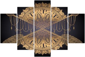 Tablou - Mandala aurie cu săgeți (150x105 cm)