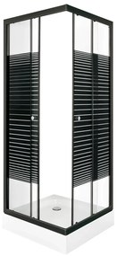 Cabină de duș PICO Black Stripe 70 pătrate cu cădiță de duș