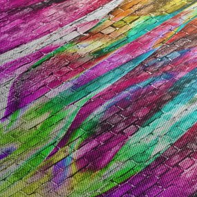 Tablou - Zid de cărămidă cu flăcări colorate (cu ceas) (90x30 cm)