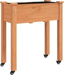 vidaXL Jardinieră cu roți & căptușeală maro 71x37x76cm lemn masiv brad