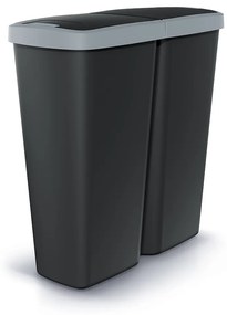 Coș de gunoi DUO negru, 50 l, gri/negru
