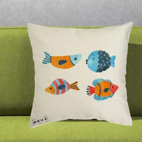 Perna Decorativa Pesti Acuarela, 40x40 cm, Ecru, Husa Detasabila, Perna Inclusa, BEKZ®