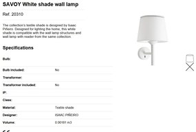 Aplica de perete moderna design elegant SAVOY alba