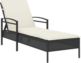 vidaXL Șezlong cu pernă, negru, 63x200x81 cm, poliratan