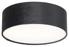 Plafoniera moderna neagra 30 cm cu interior auriu - Drum