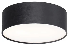 Plafoniera moderna neagra 30 cm cu interior auriu - Drum