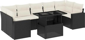 vidaXL Set mobilier de grădină cu perne, 8 piese, negru, poliratan