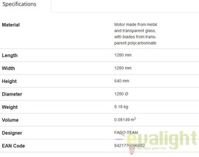 Ventilator cu telecomanda ETERFAN negru mat/ transparent 32003