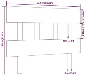 Tablie de pat, gri, 93,5x3x81 cm, lemn masiv de pin 1, Gri, 93.5 x 3 x 81 cm