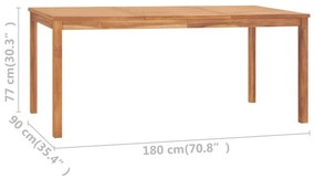 Masa de gradina, 180x90x77 cm, lemn masiv de tec 1, 180 x 90 x 77 cm