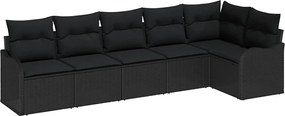 vidaXL Set de canapele pentru grădină 6 pcs Negru poliratan