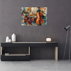 Tablou pe sticlă - Instrumente muzicale (70x50 cm)