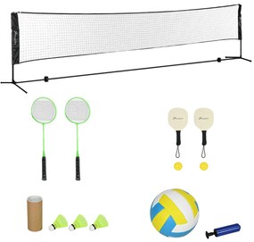 SPORTNOW Set complet de badminton, pickleball și volei, 3 în 1, jocuri sportive în aer liber cu filet reglabil | Aosom Romania