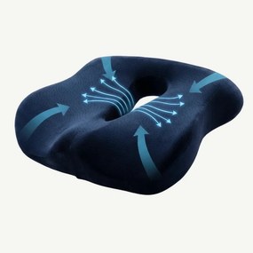 Perna ortopedica sezut memory foam cu decupaj pentru prostata, hemoroizi si coccis, Bleumarin