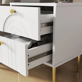 HOMCOM Lot de 2 noptiere cu 2 sertare și picioare din oțel pentru cameră de zi, dormitor - 40 x 35 x 50 cm, alb | Aosom Romania