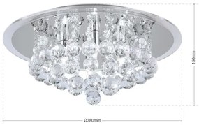 Plafonieră de cristal Orion DLU 2378/4/38 GLORIA 4xG9/40W/230V d. 38 cm crom