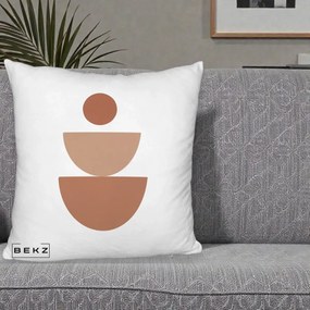 Perna Decorativa Geometric Boho Semicerc Stivuit, 40x40 cm, Alb Pufos, Husa Detasabila, Perna Inclusa, BEKZ®