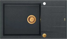 Chiuveta compozit incastrata Quadron Unique Evan 136 XL negru - cupru 86x50 cm