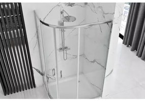 Cabina dus cu cadita semirotunda Rea Look cu doua usi culisante 80x100 crom lucios stanga