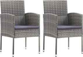 vidaXL Scaune de grădină cu perne, 2 buc., gri închis, poliratan