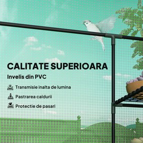 Outsunny PE impermeabil și rezistent la UV Grădină seră pentru plante cu rafturi și accesorii de montare, 142x73x195cm, verde | Aosom Romania