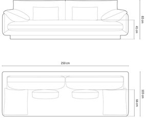 Canapea verde-deschis cu tapițerie din catifea 250 cm Torino – Micadoni