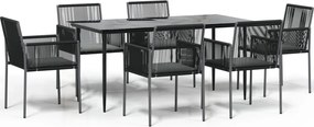 vidaXL Set mobilier grădină cu perne, 7 piese, negru, poliratan & oțel