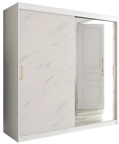 Dulap de haine 200 cm Marbelo T2 (mat alb + marmură albă). 1064600