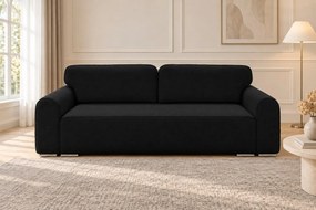 Canapea extensibilă Fiorella din boucle, negru, cu ladă de depozitare