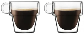 Set 2 cani cafea Americano Altmore, sticla borosilicat, pereti dubli, 350 ml