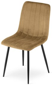 Scaun de catifea maro LAVA cu picioare negre