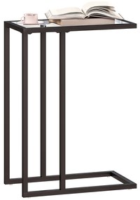 HOMCOM Măsuță de Cafea în Formă de C din Sticlă și Oțel, 46x25x63.5 cm, Negru | Aosom Romania