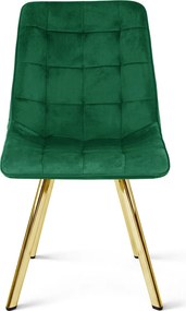 Scaun de dining CIEZA VELVET cu picioare aurii, verde