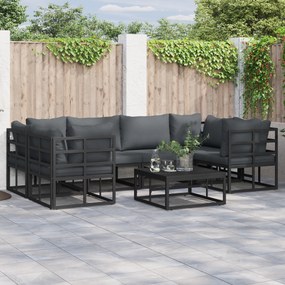 vidaXL Set de canapele pentru grădină 6 pcs Negru Aluminiu