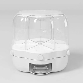 Dozator alimente Oliver Voltz OV51215C, 6 compartimente, 7.5L, Rotativ, Alb/Transparent