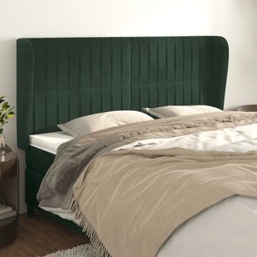 vidaXL Tăblie pat cu aripioare verde închis 203x23x118/128cm catifea