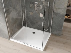 Mexen Omega cabina de duș culisantă 120 x 70 cm, transparentă, cromată + cadă Flat - 825-120-070-01-00-4010
