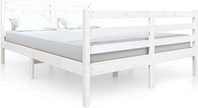 vidaXL Cadru de pat, alb, 140x190 cm, lemn masiv