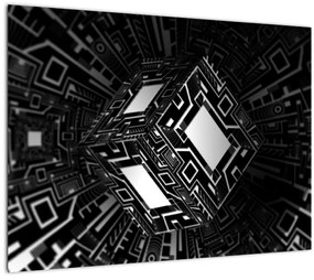 Tablou cu un cub abstract (70x50 cm), în 40 de alte dimensiuni noi