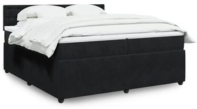 3287844 vidaXL Pat box spring cu saltea, negru, 200x200 cm, catifea