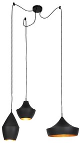 Set de 3 lămpi suspendate scandinave negre cu auriu - Depeche