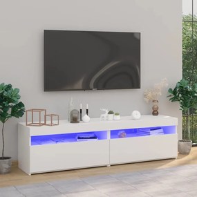 804392 vidaXL Comode TV cu lumini LED, 2 buc., alb, 75x35x40 cm
