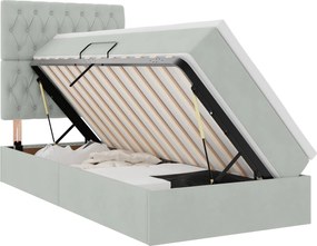 vidaXL Pat cu saltea și LED cu saltea Gri deschis 90 x 200 cm Catifea