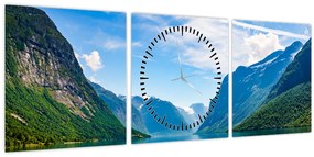 Tablou - Lacul Lovatnet (cu ceas) (90x30 cm)
